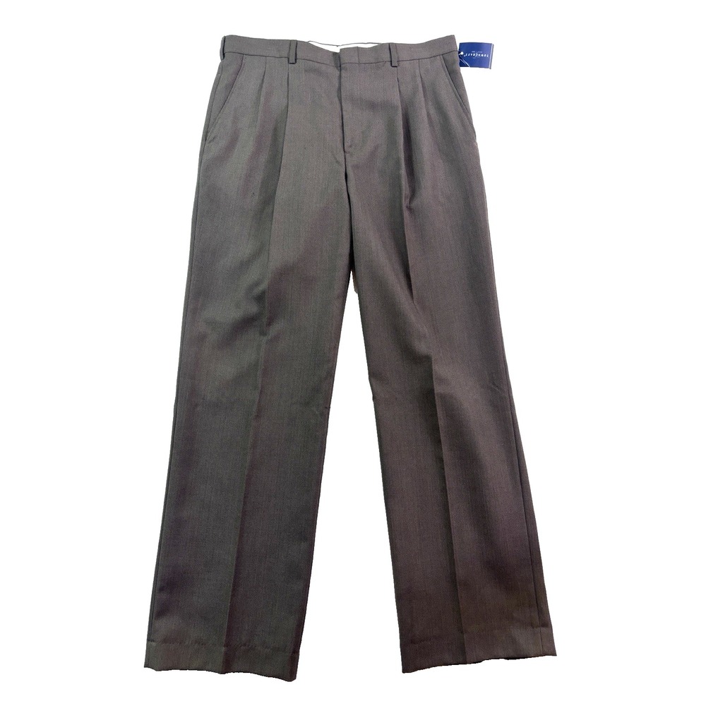 NEW deadstock Vintage 90s Towncraft 36x32 dress‎ pants olive green wool pleated